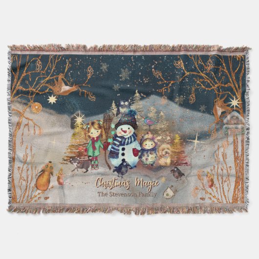 Leuke dieren en kinder kerstblauw deken (Voorkant)