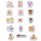 Leuke dieren eten pizza blad sticker (Voorkant)