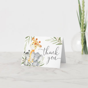Leuke dieren genderneutraal groen waterverf bedankkaart