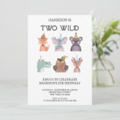 Leuke dieren genderneutraal verjaardag Uitnodiging (Staand voorkant)