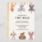 Leuke dieren genderneutraal verjaardag Uitnodiging (Voorkant / Achterkant)