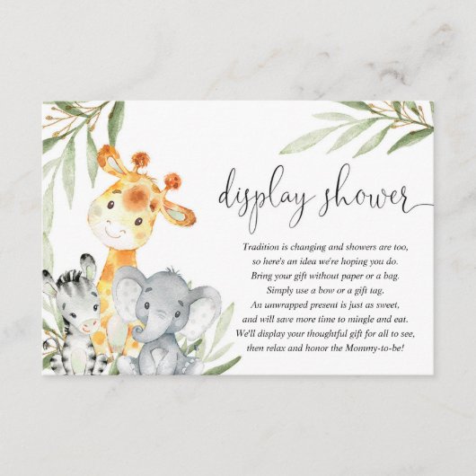 Leuke dieren geslacht neutrale display douche invo informatiekaartje (Voorkant)