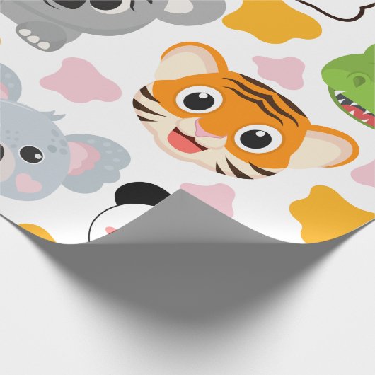 Leuke dieren gezicht cadeaupapier (Hoek)