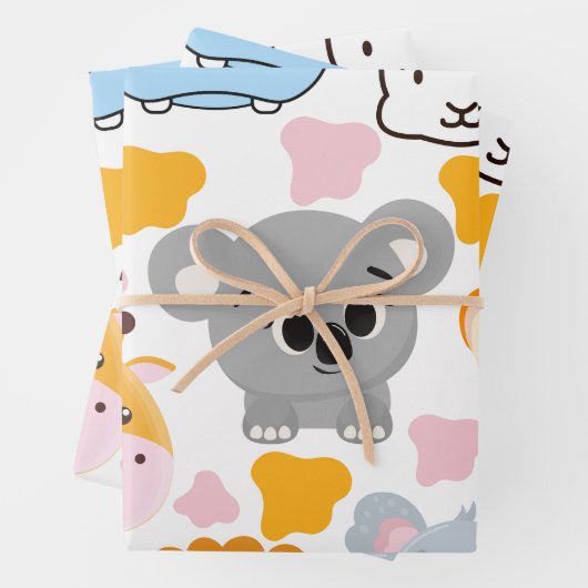 Leuke dieren gezicht inpakpapier vel (In situ)