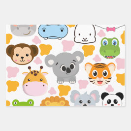 Leuke dieren gezicht inpakpapier vel