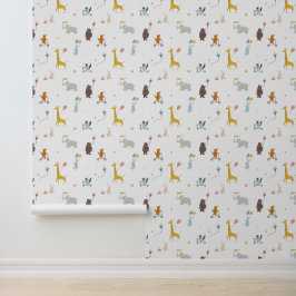 Leuke Dieren Giraffe Beer Olifant Kinder Kwekerij Behang