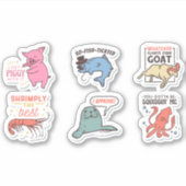 LEUKE DIEREN GRAPPIGE PUN CITATEN STICKER SET (Voorkant)