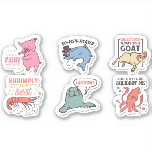 LEUKE DIEREN GRAPPIGE PUN CITATEN STICKER SET (Voorkant)