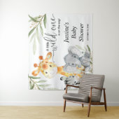 Leuke dieren groen baby shower achtergrond teken wandkleed (In situ)