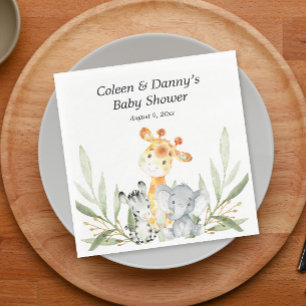 Leuke dieren groen genderneutrale waterverf servet