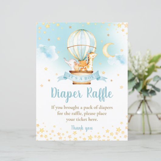 Leuke Dieren Hete Luchtballon Luier Raffle Sign (Staand voorkant)