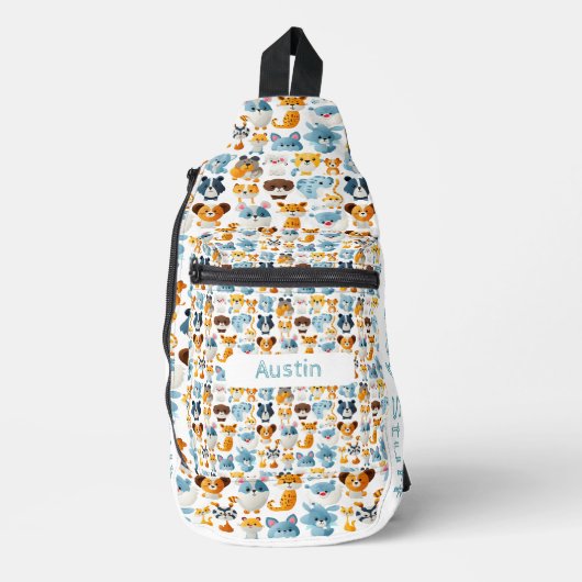 Leuke dieren in aangepaste naam sling bag (Voorkant)