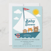 Leuke dieren in de boot Baby shower uitnodiging (Voorkant)