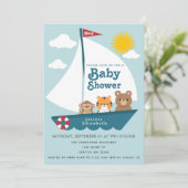 Leuke dieren in de boot Baby shower uitnodiging (Staand voorkant)