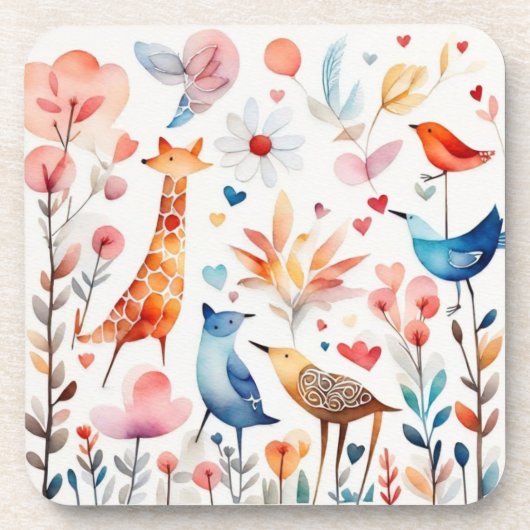 Leuke dieren in de tuin bier onderzetter (Voorkant)