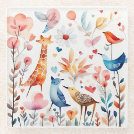 Leuke dieren in de tuin glazen onderzetter