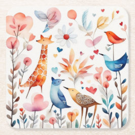 Leuke dieren in de tuin kartonnen onderzetters