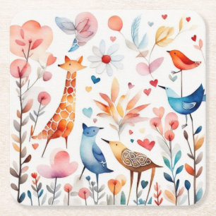 Leuke dieren in de tuin kartonnen onderzetters