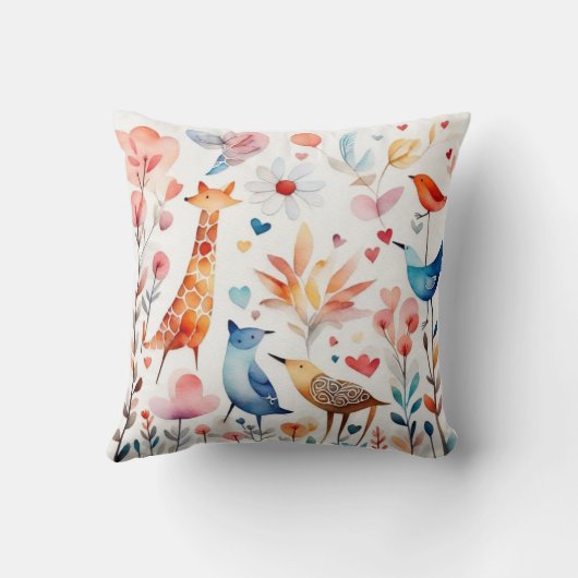 Leuke dieren in de tuin kussen (Achterkant)