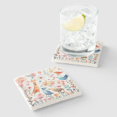 Leuke dieren in de tuin stenen onderzetter (Zijkant)