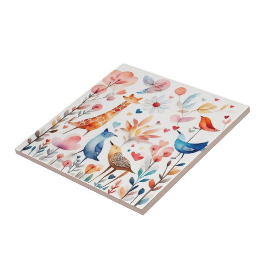 Leuke dieren in de tuin tegeltje (Zijkant)