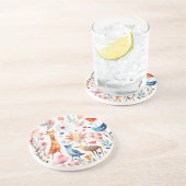 Leuke dieren in de tuin zandsteen onderzetter (Zijkant)