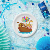 Leuke dieren in een boot met ballonnen papieren bordje (Feest)