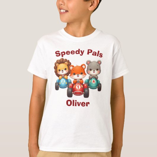 Leuke dieren in raceauto's - Speedy Pals T-shirt (Voorkant)