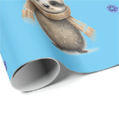 Leuke dieren in Sjaals Kerstmis op Blauw Cadeaupapier (Rol Hoek)