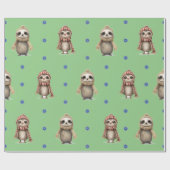 Leuke dieren in Sjaals Kerstmis op Groen Cadeaupapier (Vlak)