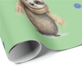 Leuke dieren in Sjaals Kerstmis op Groen Cadeaupapier (Rol Hoek)
