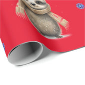 Leuke dieren in Sjaals Kerstmis op Rood Cadeaupapier (Rol Hoek)