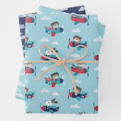 Leuke dieren in vliegtuigen Wrapping Paper (In situ)