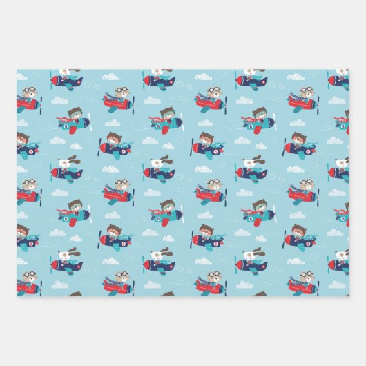 Leuke dieren in vliegtuigen Wrapping Paper (Voorkant)