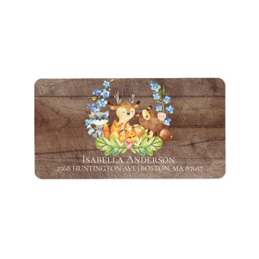 Leuke Dieren Jongens Baby shower Adreslabel Etiket (Voorkant)