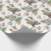 Leuke dieren kerstbomen vakantie cadeaupapier (Hoek)