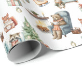 Leuke dieren kerstbomen vakantie cadeaupapier (Rol Hoek)