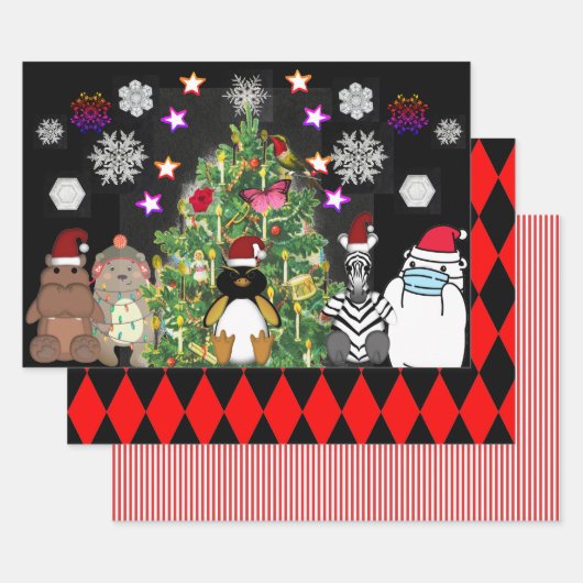 LEUKE DIEREN KERSTBOOM KERSTVERPAKKING INPAKPAPIER VEL (Set)