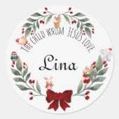 Leuke dieren Kerstcadeau stickers (Voorkant)