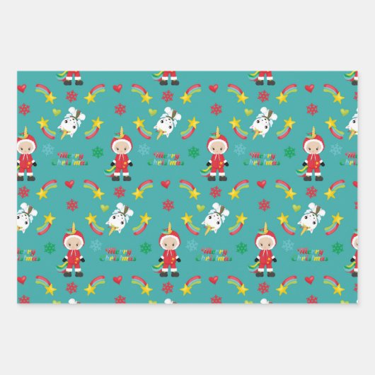 Leuke Dieren Kerstster Perfect Kerstmis Inpakpapier Vel (Voorkant 2)