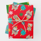 Leuke Dieren Kerstster Perfect Kerstmis Inpakpapier Vel (In situ)