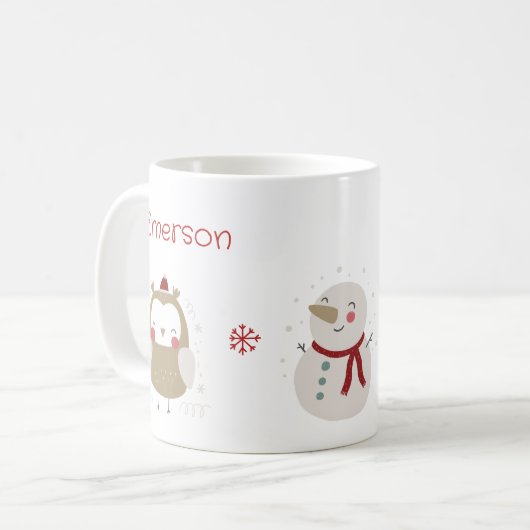 Leuke Dieren Kind Kerst Gepersonaliseerde Mok (Voorkant links)