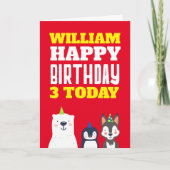 Leuke dieren Kinder elke leeftijd naam rode verjaa Kaart (Voorkant)