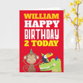 Leuke dieren Kinder elke leeftijd naam rode verjaa Kaart (Gele Bloem)