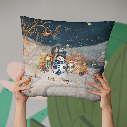 Leuke dieren, Kinder Kerst blauw Kussen