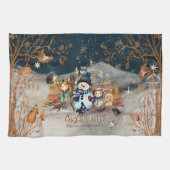 Leuke dieren, Kinder Kerst blauw Theedoek (Horizontaal)