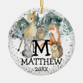 Leuke Dieren Kinderfotobrief Initiaal naam Keramisch Ornament (Voorkant)