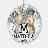 Leuke Dieren Kinderfotobrief Initiaal naam Keramisch Ornament (Links)