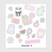 Leuke Dieren Kleurrijke Gepersonaliseerde Kinderen Sticker (Vel)