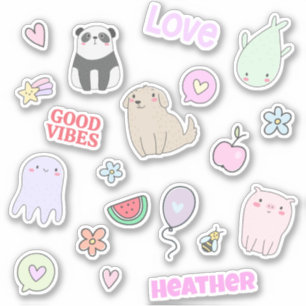 Leuke Dieren Kleurrijke Gepersonaliseerde Kinderen Sticker